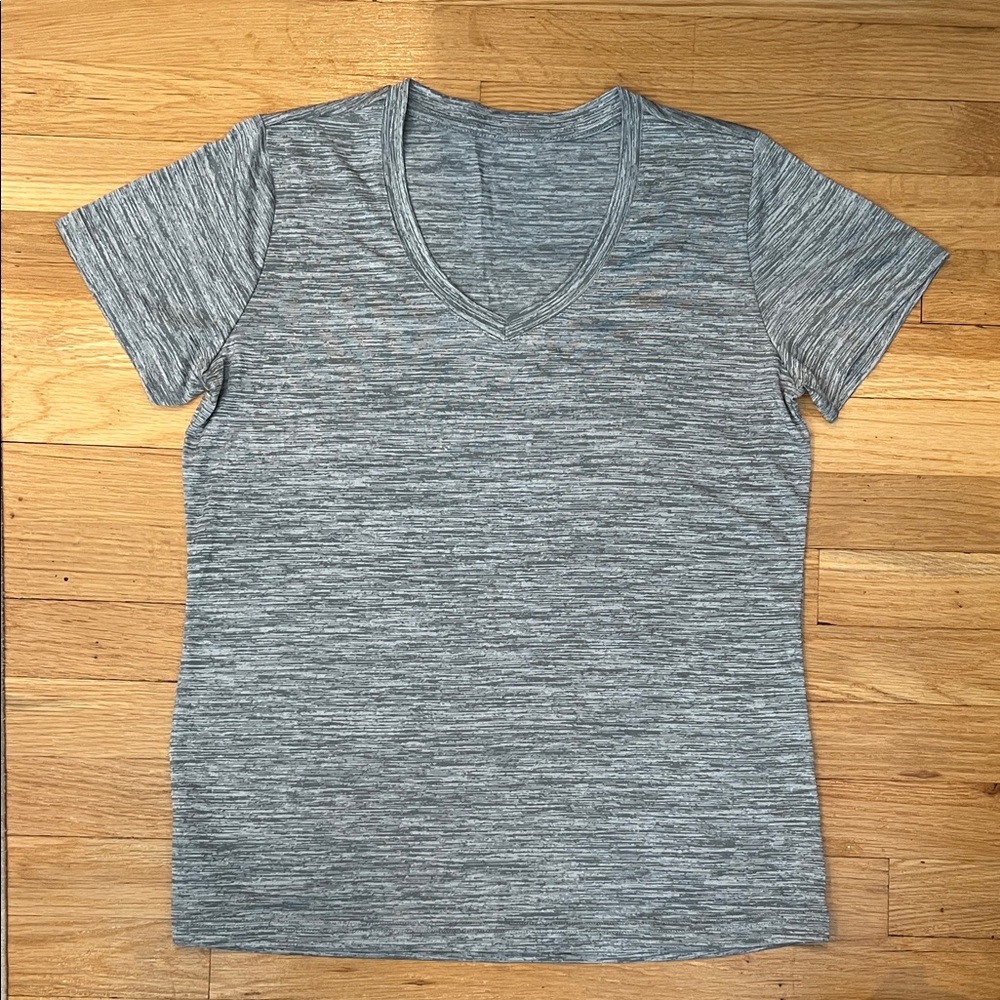 Gray activewear V-Neck Women's Top